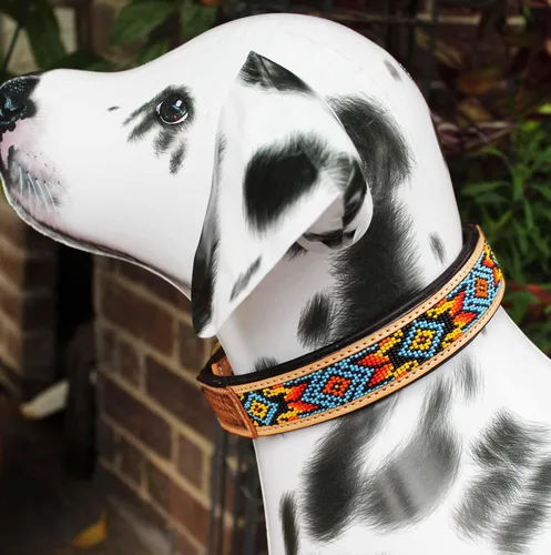 Vista 6 de CHALLENGER XSmall 9''- 13'' Basket Weave Tooled acolchado cuero con cuentas perro cachorro 60RT19