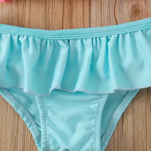 Vista 5 de Yccutest Traje de baño de flores para bebé, 3 piezas, parte superior triangular, parte inferior con volantes, sombrero para el sol, conjunto
