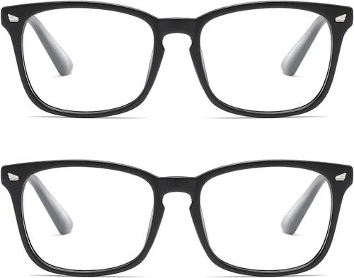Vista 15 de Gafas cuadradas unisex con estilo sin receta Negro