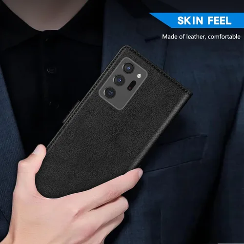 Vista 6 de ZZXX Funda tipo cartera para Samsung Galaxy Note 20 Ultra con bloqueo RFID, ranura para tarjetas, función atril, cierre magnético, funda protectora