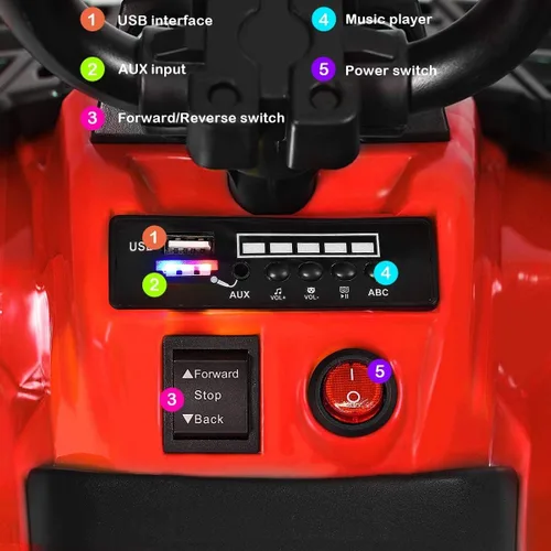 Vista 3 de GLACER Cuatrimoto para niños, auto cuádruple de 4 ruedas para niños, vehículo eléctrico alimentado por batería de 6 V con suspensión de resorte