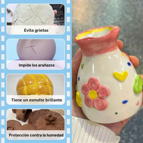 Vista 5 de Esmalte de arcilla seca al aire de 3.4 fl oz, el barniz de arcilla seca al aire no solo se puede utilizar para evitar grietas de arcilla, arañazos