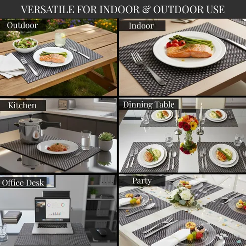Vista 6 de Decozen Juego de 4 manteles individuales – Protector de mesa para decoración de cocina, resistente a los arañazos al calor, manteles individuales