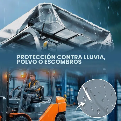 Vista 4 de Cubierta Universal para Carretilla Elevadora, Accesorios para Carretillas Elevadoras 45 x 33in, Gris Translúcido