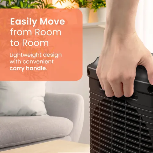 Vista 8 de Pro Breeze Calentador de espacio: calentador eléctrico portátil de 1500 W para uso en interiores, calentador de cerámica con termostato ajustable