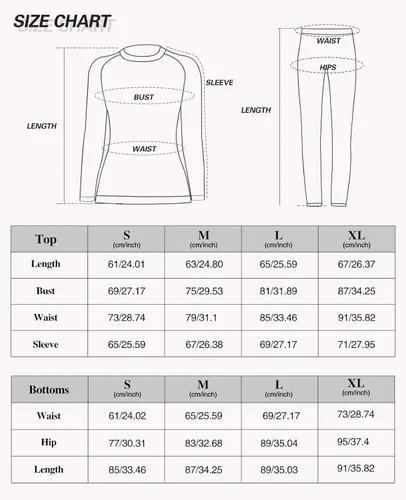 Vista 5 de MEETWEE Conjunto de ropa interior térmica para mujer, capa base de invierno, pantalones largos, cálidos, parte superior e inferior para esquiar
