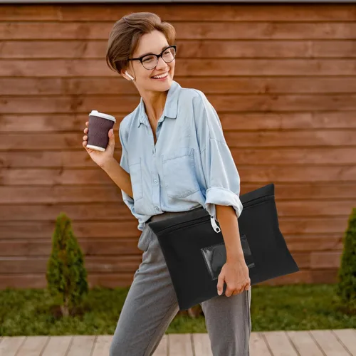 Vista 7 de Bolsa de dinero con cerradura y 2 llaves, bolsa de dinero para efectivo con cerradura de 11.4 x 8.3 pulgadas, bolsa de depósito bancario de dinero