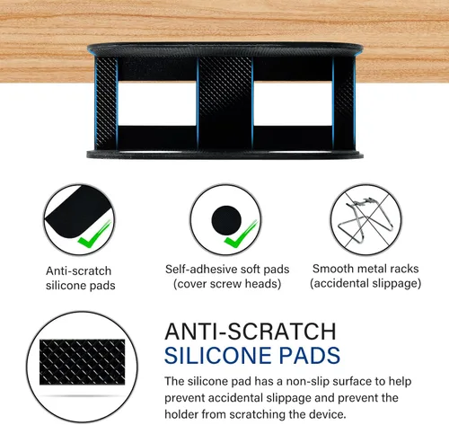 Vista 3 de BYMECOST Soporte de almacenamiento para portátil debajo del escritorio, soporte de metal para dispositivos bajo el escritorio, para dispositivos