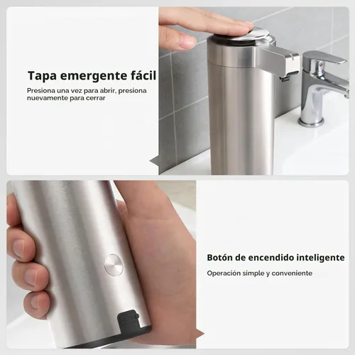 Vista 5 de Newise Dispensador automático de jabón, sin contacto, 9 oz, acero Acero inoxidable