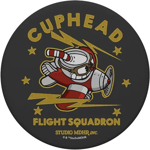 Vista 3 de Cuphead Flight Squadron Cuphead Soaring Through The Stars PopSockets PopGrip: agarre intercambiable para teléfonos y tabletas