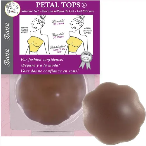Vista 3 de Tapas de pétalos de gel de silicona - Cubiertas reutilizables para pezones - Cacao, Moca