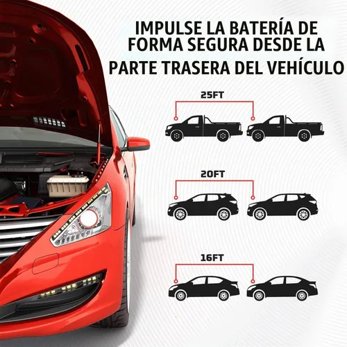 Vista 5 de Energizer - Cables de puente para batería de auto con luces LED integradas, cables resistentes para arrancar baterías muertas o débiles, bolsa