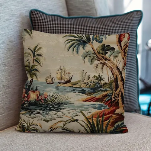 Vista 4 de Funda de almohada Moore Manor Antigua Chinoiserie Coral Peony Chic Asian Accent Funda de almohada Retro Decorativa Fundas de cojín Decoración
