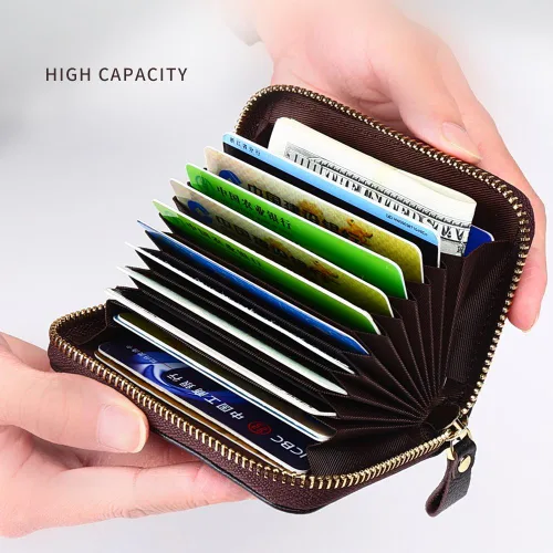 Vista 2 de LAORENTOU Hombres Cartera Cuero Genuino Titular De La Tarjeta Para Hombre Marca Negocios Licencia De Conductor De La Tarjeta De Crédito, Marrón 3