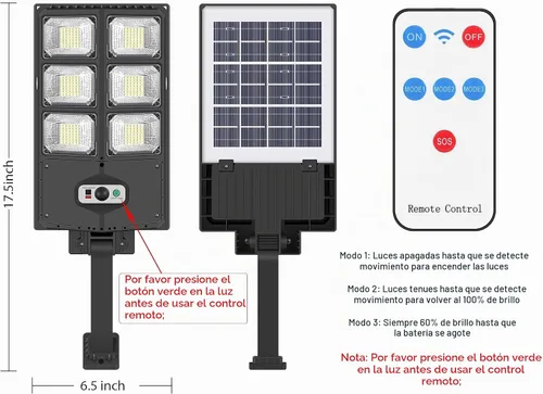 Vista 6 de Luces solares de 150 W impermeables para exteriores, 8000 lúmenes, luces solares LED de inundación, sensor de movimiento al aire libre con control