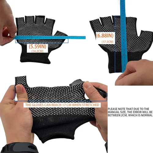 Vista 6 de KkaFFe Guantes de trabajo ligeros para hombres y mujeres con medio dedo, transpirables, sin dedos, para construcción, nailon, fitness, ciclismo