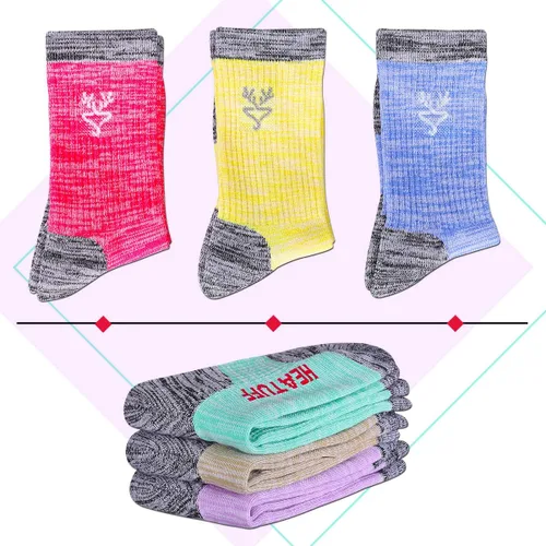 Vista 6 de Heatuff Paquete de 6 calcetines de senderismo para mujer, calcetines deportivos de alto rendimiento, amortiguadores de senderismo al aire libre