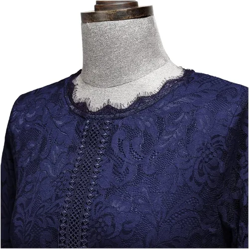 Vista 5 de MISSMAY Vestido vintage de encaje completo con manga acampanada de gran oscilación para mujer