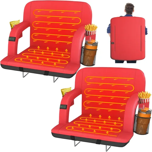 Vista 8 de HOPERAN 21" 2 piezas Asientos de Estadio con Calefacción de Doble Cara para Gradas con Soporte para la Espalda, 3 Niveles de Calefacción Asientos
