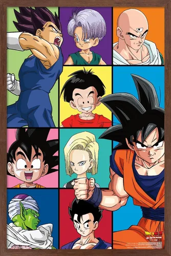Vista 10 de Trends International Dragon Ball Z - Póster de pared con cuadrícula, 22.375 x 34 pulgadas, versión enmarcada de madera de granero