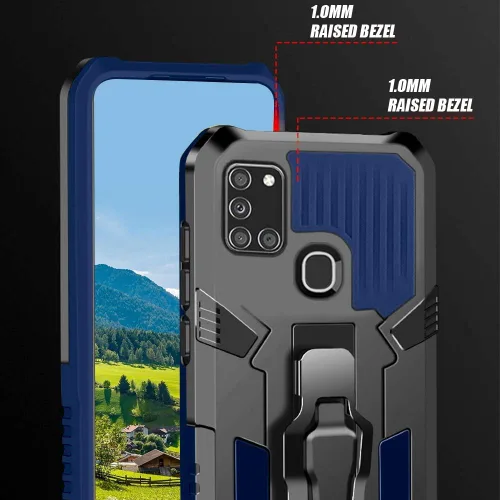 Vista 4 de Funda compatible con Samsung Galaxy A21S, con [2 unidades] con protector de pantalla de vidrio templado, funda protectora probada contra caídas