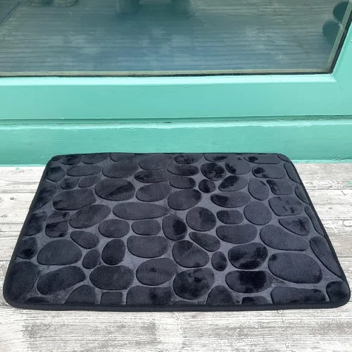 Vista 7 de Tapete de baño negro de secado rápido, 24 x 36 pulgadas, antideslizante, de espuma viscoelástica, lavable a máquina