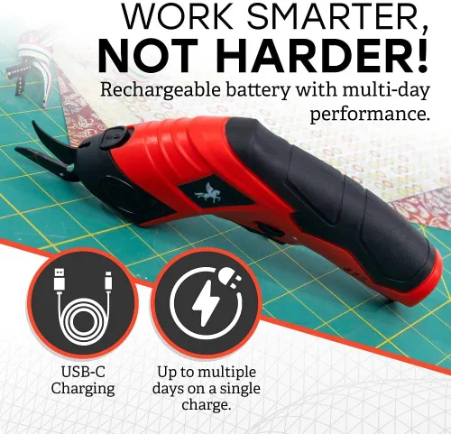 Vista 5 de Tijeras eléctricas inalámbricas, herramienta de corte recargable para tela, cartón, plástico, papel, cuero, hoja desmontable, agarre ergonómico