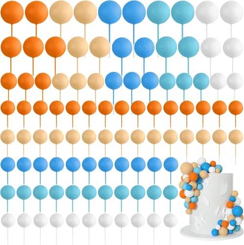 Vista 12 de 75 Piezas Decoraciones Topper de Bolas Negras para Pastel de Espuma Topper para Cupcakes Mini Globo Topper de Bolas para Pastel Picks para Negro