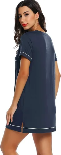 Vista 5 de Cherrydew Camisón suave para mujer, manga corta, cuello en V, viscosa, hecho de bambú, camisón corto