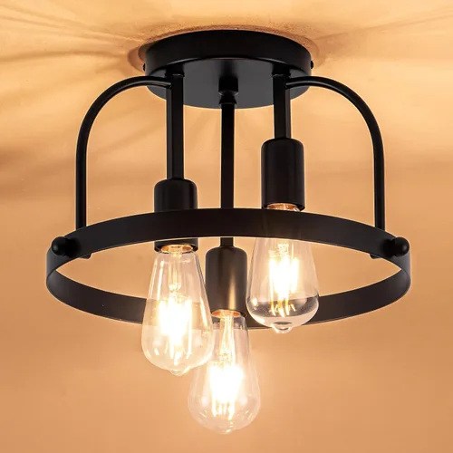 Vista 11 de 4 Luces Estilo Granja Sputnik Accesorios de Iluminación Accesorios de Techo Negro Industrial Lámpara Empotrada de Montaje al Ras Accesorio de Luz