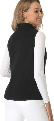 Vista 3 de Fuinloth Chaleco de vellón para mujer suave polar sin mangas ajuste clásico con cremallera en los bolsillos