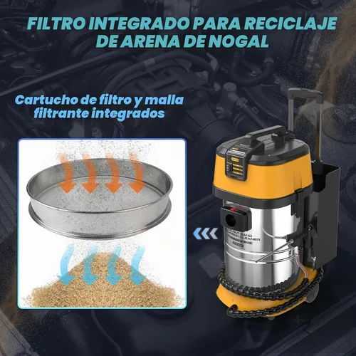 Vista 7 de AUTOOL Walnut Blaster, limpiador de válvula de admisión, kit de pistola de cáscara de nogal de 1400 W para limpieza de carbono, reciclaje de nueces