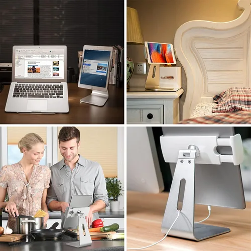 Vista 6 de Soporte para iPad Pro de rotación de 360°, aleación de aluminio, para iPad Pro de 7 a 13 pulgadas, iPad Air y iPad Mini Surface y Surface Pro