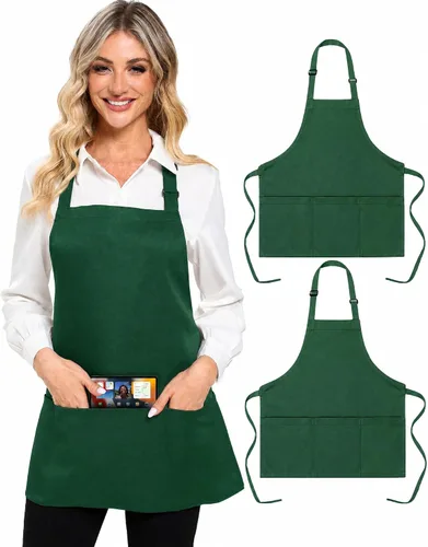 Vista 14 de Xeoxarel Delantal Babero Corto Medio Unisex con 3 Bolsillos