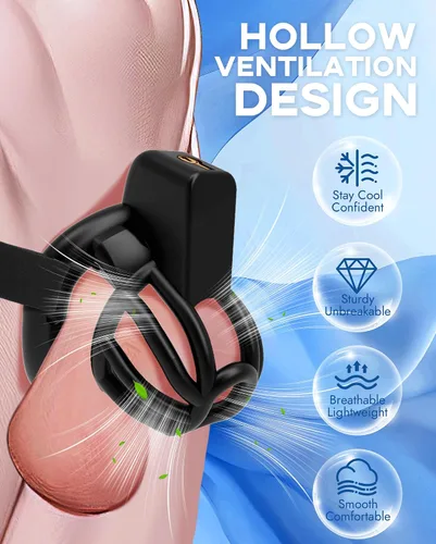 Vista 3 de Cinturón de castidad masculino jaula para pene - UTIMI Dispositivos de correa de castidad de plástico ajustable para hombre jaula de bondage