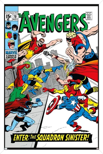 Vista 14 de Trends International Marvel Comics Avengers #70 - Póster de pared, 22.4 pulgadas de largo x 14.7 pulgadas, versión enmarcada en madera de granero