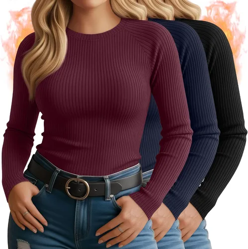 Vista 12 de Paquete de 3 camisas térmicas de manga larga acanaladas