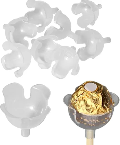 Vista 8 de 80 bases de ramo de chocolate de diamantes con tapa, soporte de trufa transparente para arreglos de flores de caramelo, tazas de plástico a prueba