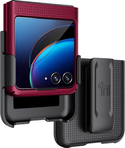 Vista 14 de Combo de funda para Motorola RAZR Plus 2023 Funda de teléfono con clip para cinturón - Negro