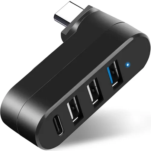 Vista 8 de VIENON Hub USB 3.0 de 4 puertos [Giro de 90°/180°], divisor USB con puerto USB C de 5W PD-in, extensor USB para laptop, automóvil, iMac, MacBook