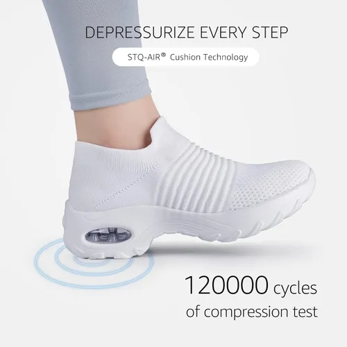 Vista 5 de STQ - Tenis para caminar, sin cordones, de malla, transpirables, cómodos, de estilo moderno con plataforma, para mujer