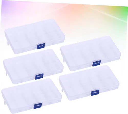 Vista 5 de EXCEART 5PCS 10 Caja de joyería transparente Contenedor de almacenamiento de joyas Recipiente de cuentas ajustables Contenedor de joyería