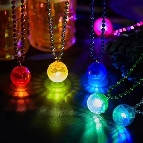 Vista 2 de Henoyso - 6 collares de discoteca iluminados para Halloween, colores mezclados Color mixto