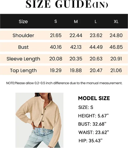Vista 6 de PRETTYGARDEN Womens Open Front Button Down Cropped Cardigan