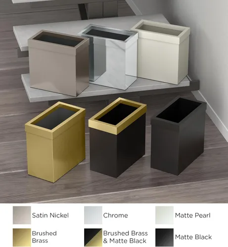 Vista 2 de Gatco Cubo de basura rectangular moderno, latón cepillado, cubo de basura de acero inoxidable con tapa extraíble, a prueba de fugas, capacidad de 3