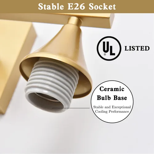 Vista 7 de Lámpara moderna de tocador de baño de 3 luces, lámparas de pared de vidrio de leche sobre el espejo, iluminación de tocador de oro cepillado