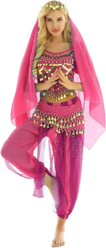 Vista 13 de TiaoBug Women's Belly Dancer India Dance Outfit Halloween Carnival Performance Costume