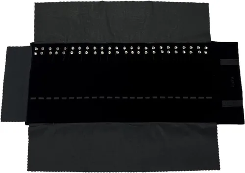 Vista 5 de Bolsa organizadora de terciopelo para collares, pulseras, color negro extra grande con banda elástica solo para collares