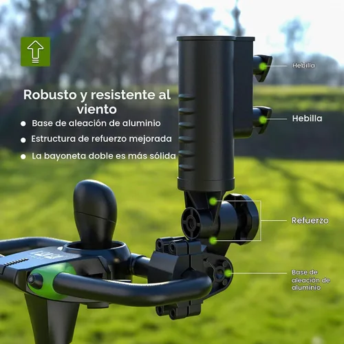Vista 3 de 10L0L Soporte de paraguas de carrito de golf resistente, súper fuerte, resistente al viento, soporte universal para paraguas para scooter