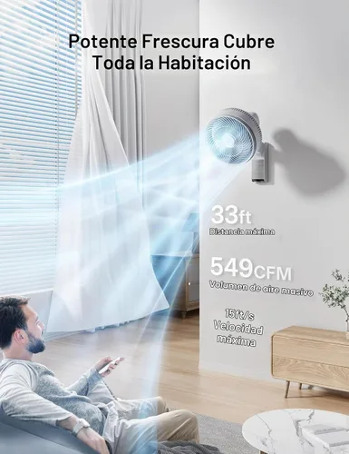 Vista 2 de PELONIS - Paquete de 2 ventiladores oscilantes de pared para interiores de Gris